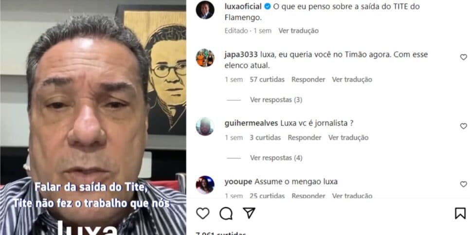 Luxemburgo fala sobre demissão de Tite no Flamengo - (Foto: Instagram) Luxemburgo fala sobre demissão de Tite no Flamengo - (Foto: Instagram)