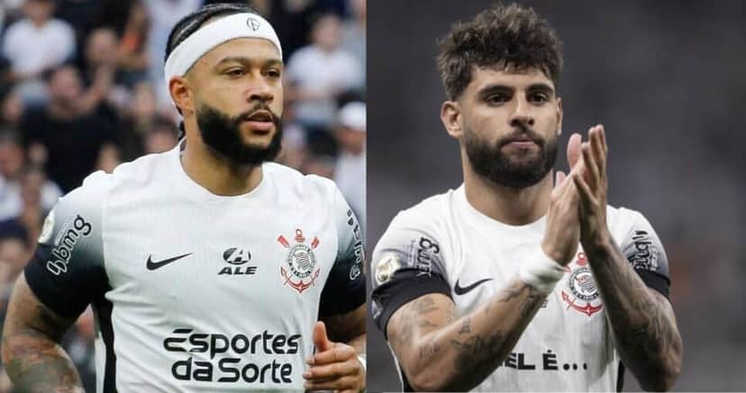 Memphis Depay ao lado do craque de futebol e camisa 9 do Timão (Montagem: TV Foco) Memphis Depay ao lado do craque de futebol e camisa 9 do Timão (Montagem: TV Foco)