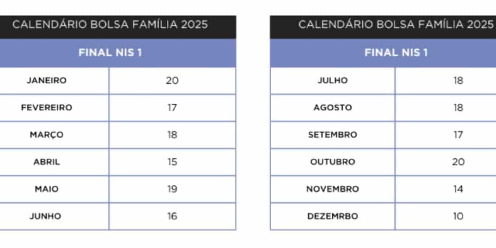 Calendário do Bolsa Família (Reprodução: Internet) Calendário do Bolsa Família (Reprodução: Internet)