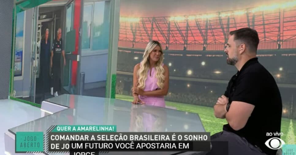 Renata Fan e Chico Garcia no Jogo Aberto da Band (Foto: Reprodução) Renata Fan e Chico Garcia no Jogo Aberto da Band (Foto: Reprodução)