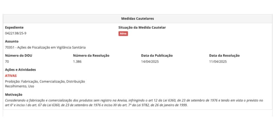 Medida da Anvisa contra a marca Mercado do Banho (Foto: Reprodução / site oficial) Medida da Anvisa contra a marca Mercado do Banho (Foto: Reprodução / site oficial)