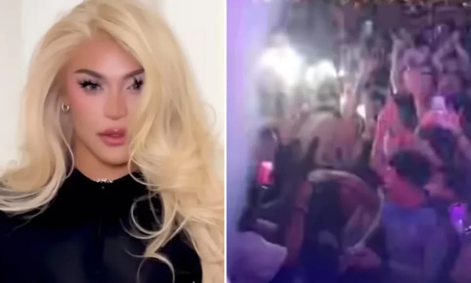 Pabllo Vittar caiu no chão após se jogar na plateia (Foto: Reprodução/ Internet) Pabllo Vittar caiu no chão após se jogar na plateia (Foto: Reprodução/ Internet)
