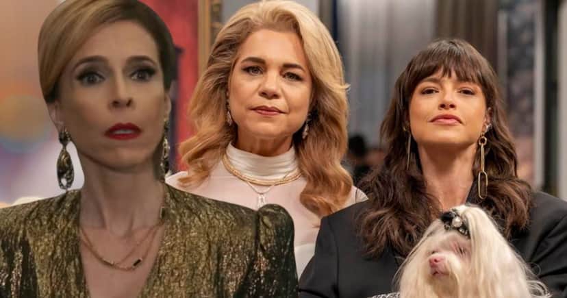 Carmita, Pilar e Ingrid em Quem Ama Cuida (Fotos: Reprodução / Globo / Montagem TV Foco) Carmita, Pilar e Ingrid em Quem Ama Cuida (Fotos: Reprodução / Globo / Montagem TV Foco)