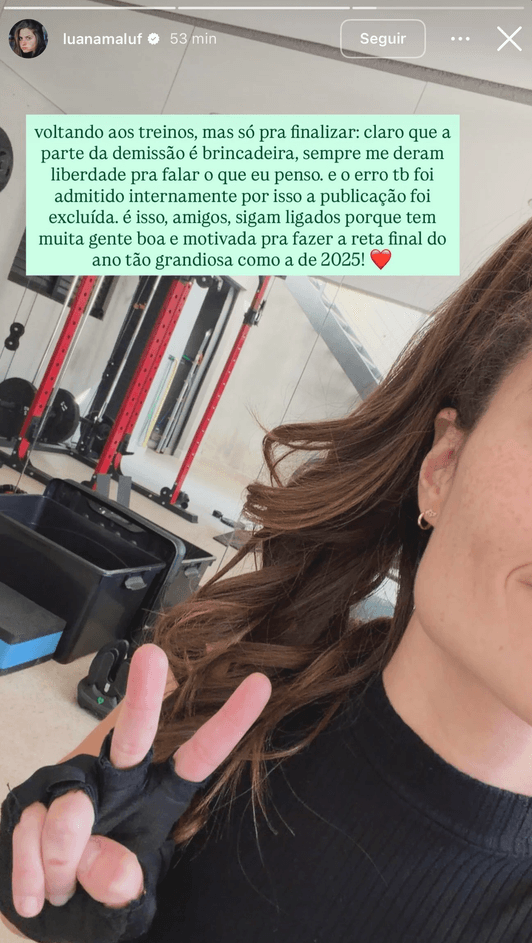 Luana Maluf fez uma nova publicação após desabafo (Foto: Reprodução / Instagram)
Luana Maluf fez uma nova publicação após desabafo (Foto: Reprodução / Instagram)